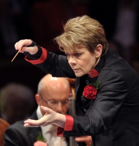 Marin Alsop conducts at the Last Night of the Proms